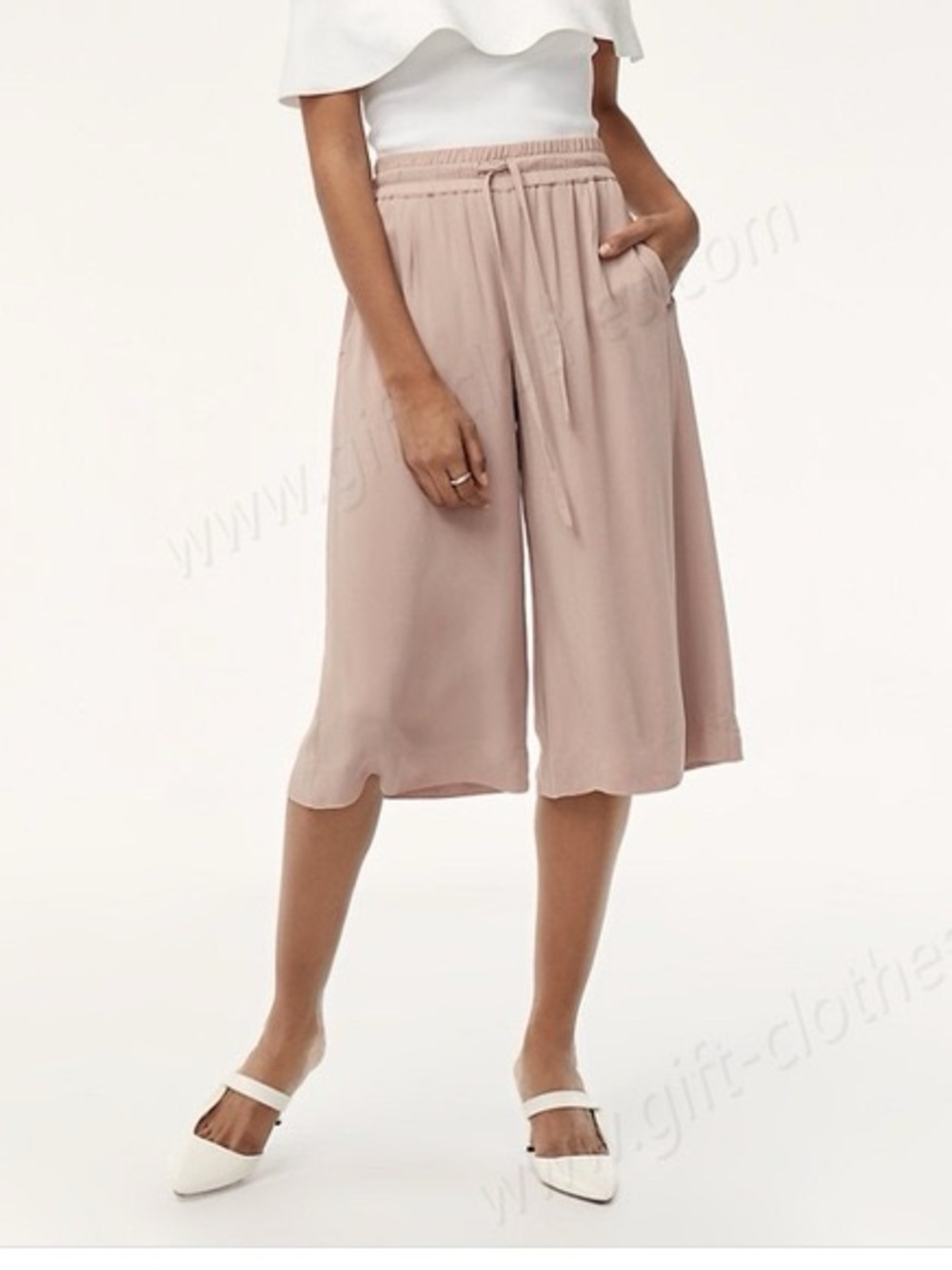 Aritzia Babaton Size S Luiz Cropped Wide-Leg Culottes Capris